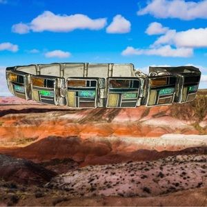 Southwestern Sterling Inlay Square Link Bracelet